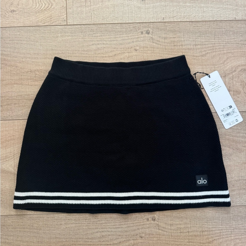 ALO Yoga Black Tennis Club Sweater Knit Skirt